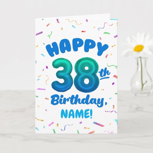 Happy 38th Birthday Card with Custom Name カード (小さな植物)