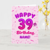 Happy 39th Birthday Card with Custom Name カード (黄色い花)