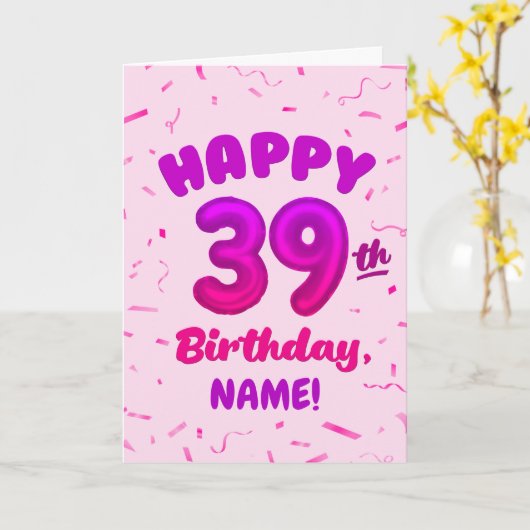 Happy 39th Birthday Card with Custom Name カード (黄色い花)