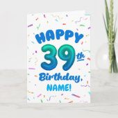 Happy 39th Birthday Card with Custom Name カード (正面)
