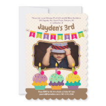 Happy 3rd Birthday カラフル Cupcakes Bunting Photo