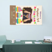 Happy 3rd Birthday カラフル Cupcakes Bunting Photo 横断幕 (トレードショー)