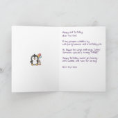 Happy 3rd Birthday, Cute Penguin, Personalized  カード (内部)