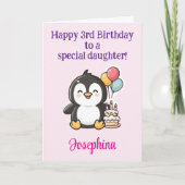 Happy 3rd Birthday Daughter, Penguin Personalized  カード (正面)
