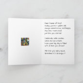 Happy 3rd Birthday Grandson, Dino, Personalized  カード (内部)