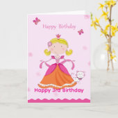 Happy 3rd Birthday Princess カード (黄色い花)