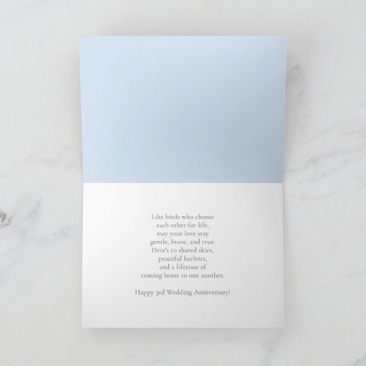 Happy 3rd Wedding Anniversary Laysan Albatross カード (内部)