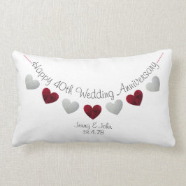 Happy 40th 結婚 Anniversary Rubyバラハート ランバークッション