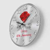 Happy 40th 結婚Anniversary Gives CLOCK ラージ壁時計 (傾斜)