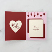 Happy 40th Anniversaryの名前を追加バーガンディーピンク カード (内部)