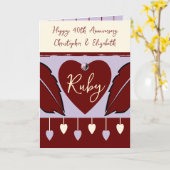 Happy 40th Anniversary名前burgundy purple追加 カード (黄色い花)