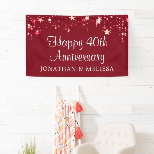 Happy 40th Anniversary Ruby Red Stars Names 横断幕 (インサイチュ)