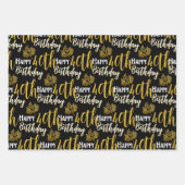 Happy 40th Birthday Black Gold Foliage Photo ラッピングペーパーシート (正面3)