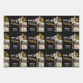 Happy 40th Birthday Black Gold Foliage Photo ラッピングペーパーシート (正面2)