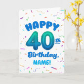 Happy 40th Birthday Card with Custom Name カード (黄色い花)
