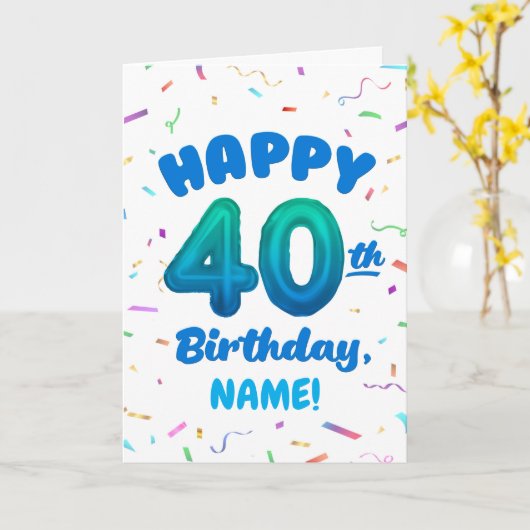 Happy 40th Birthday Card with Custom Name カード (黄色い花)