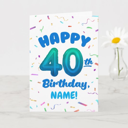 Happy 40th Birthday Card with Custom Name カード (小さな植物)