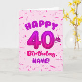 Happy 40th Birthday Card with Custom Name カード (黄色い花)
