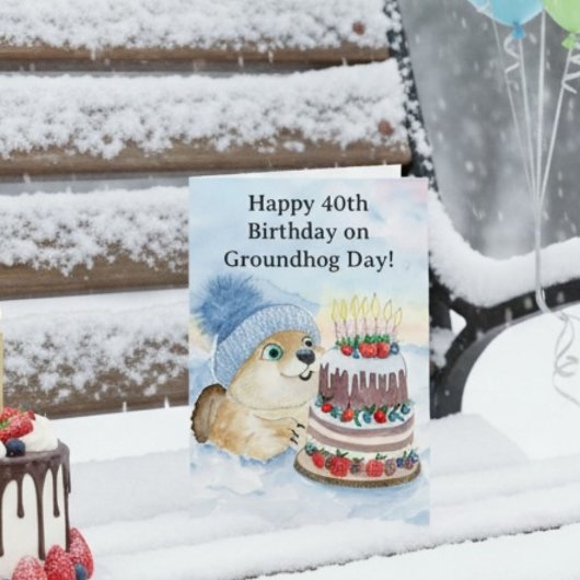  Happy 40th Groundhog Day Birthday  カード