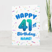 Happy 41st Birthday Card with Custom Name カード (正面)
