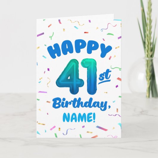 Happy 41st Birthday Card with Custom Name カード (正面)