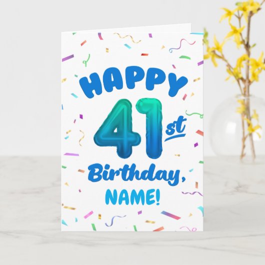 Happy 41st Birthday Card with Custom Name カード (黄色い花)