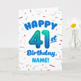 Happy 41st Birthday Card with Custom Name カード