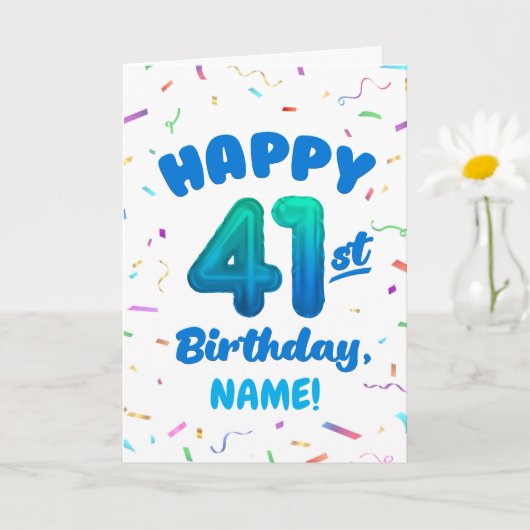Happy 41st Birthday Card with Custom Name カード (小さな植物)