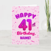 Happy 41st Birthday Card with Custom Name カード (正面)