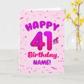 Happy 41st Birthday Card with Custom Name カード (黄色い花)