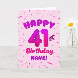 Happy 41st Birthday Card with Custom Name カード