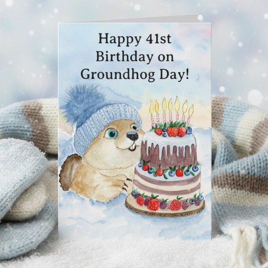  Happy 41st Groundhog Day Birthday  カード