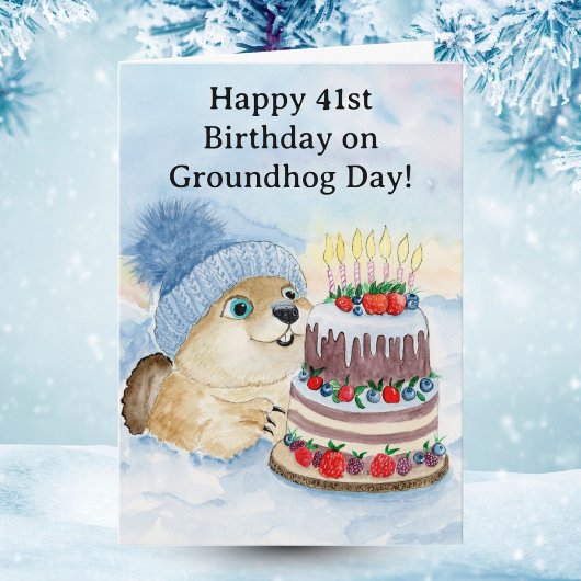  Happy 41st Groundhog Day Birthday  カード