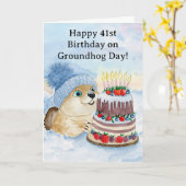  Happy 41st Groundhog Day Birthday  カード (黄色い花)