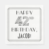 HAPPY 42番目の誕生日;アールデコスタイル;名前をカスタムする スタンダードランチョンナプキン (正面)