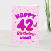 Happy 42nd Birthday Card with Custom Name カード (正面)