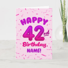 Happy 42nd Birthday Card with Custom Name カード