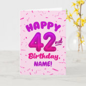 Happy 42nd Birthday Card with Custom Name カード (黄色い花)