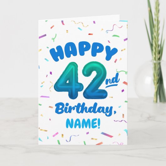 Happy 42nd Birthday Card with Custom Name カード (正面)