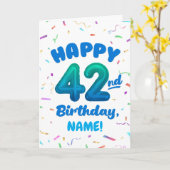 Happy 42nd Birthday Card with Custom Name カード (黄色い花)