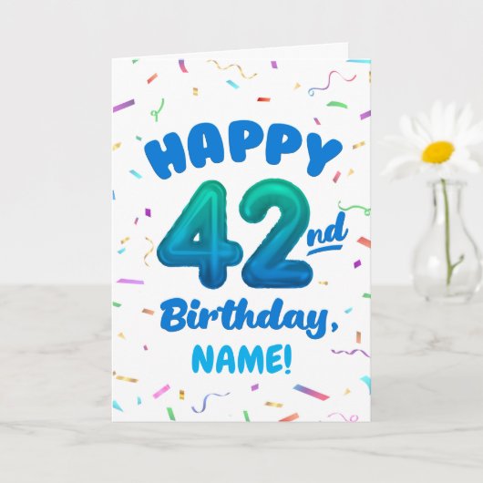 Happy 42nd Birthday Card with Custom Name カード (小さな植物)