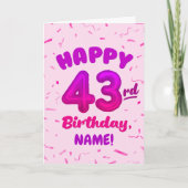 Happy 43rd Birthday Card with Custom Name カード (正面)