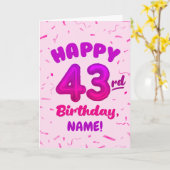 Happy 43rd Birthday Card with Custom Name カード (黄色い花)
