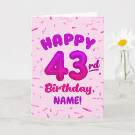 Happy 43rd Birthday Card with Custom Name カード