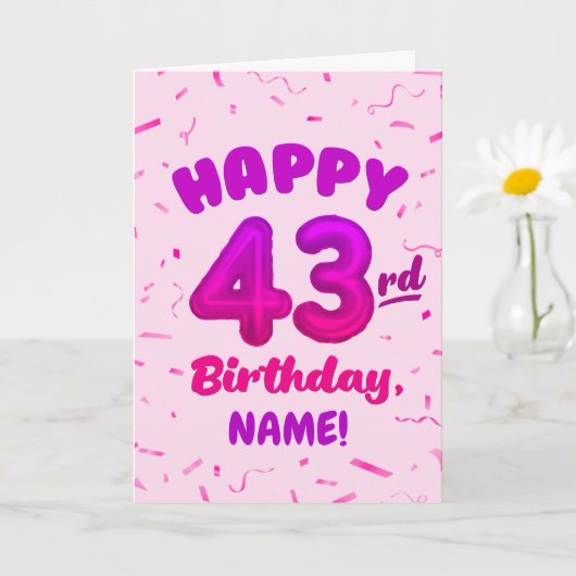 Happy 43rd Birthday Card with Custom Name カード (小さな植物)