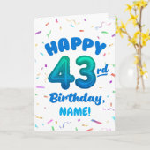 Happy 43rd Birthday Card with Custom Name カード (黄色い花)