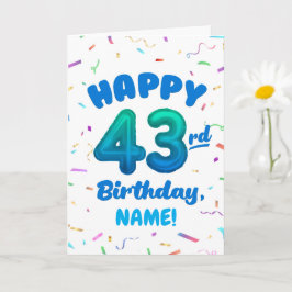 Happy 43rd Birthday Card with Custom Name カード