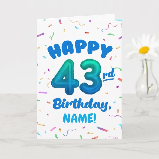 Happy 43rd Birthday Card with Custom Name カード (小さな植物)