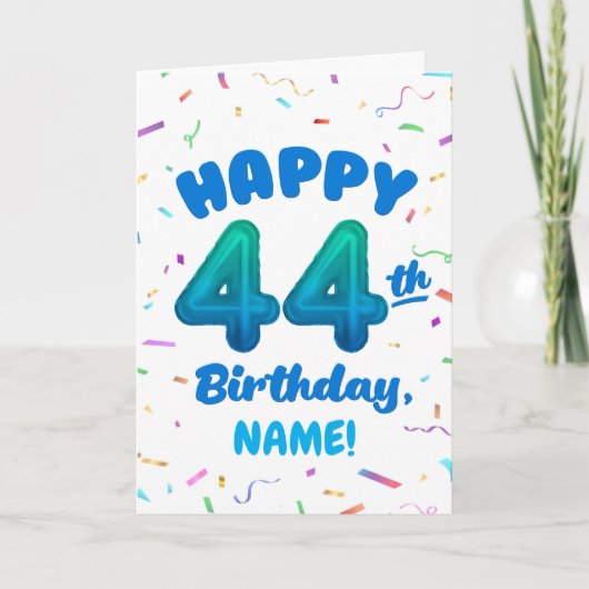 Happy 44th Birthday Card with Custom Name カード (正面)