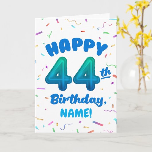Happy 44th Birthday Card with Custom Name カード (黄色い花)